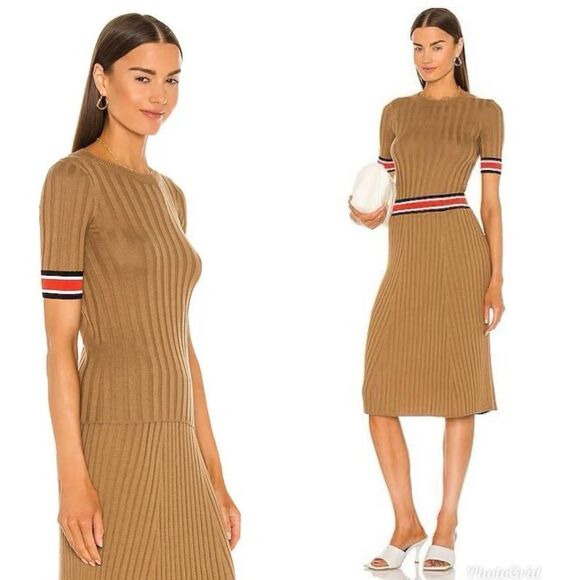 Revolve ATM ANTHONY THOMAS MELILLO Crew Neck Silk Ribbed Sweater in Sahara XL - Picture 3 of 8